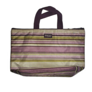 Thirty One Purple Green Stiped Insulated Cooler Lunch Bag 2946L276